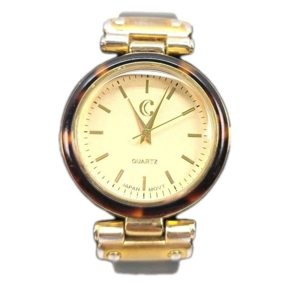Womens Quartz Watch. Tortoise Shell and Goldtone‎ Band New Battery